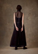 Black Sheer Silk Embroidered Top