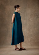 Teal Mud-Dyed Flowing Dress