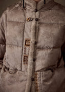 Taupe Mink Trim Goose Down Jacket