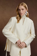 White Suit Jacket with Beading Details