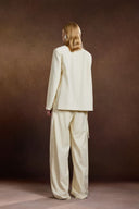 White Suit Jacket with Beading Details