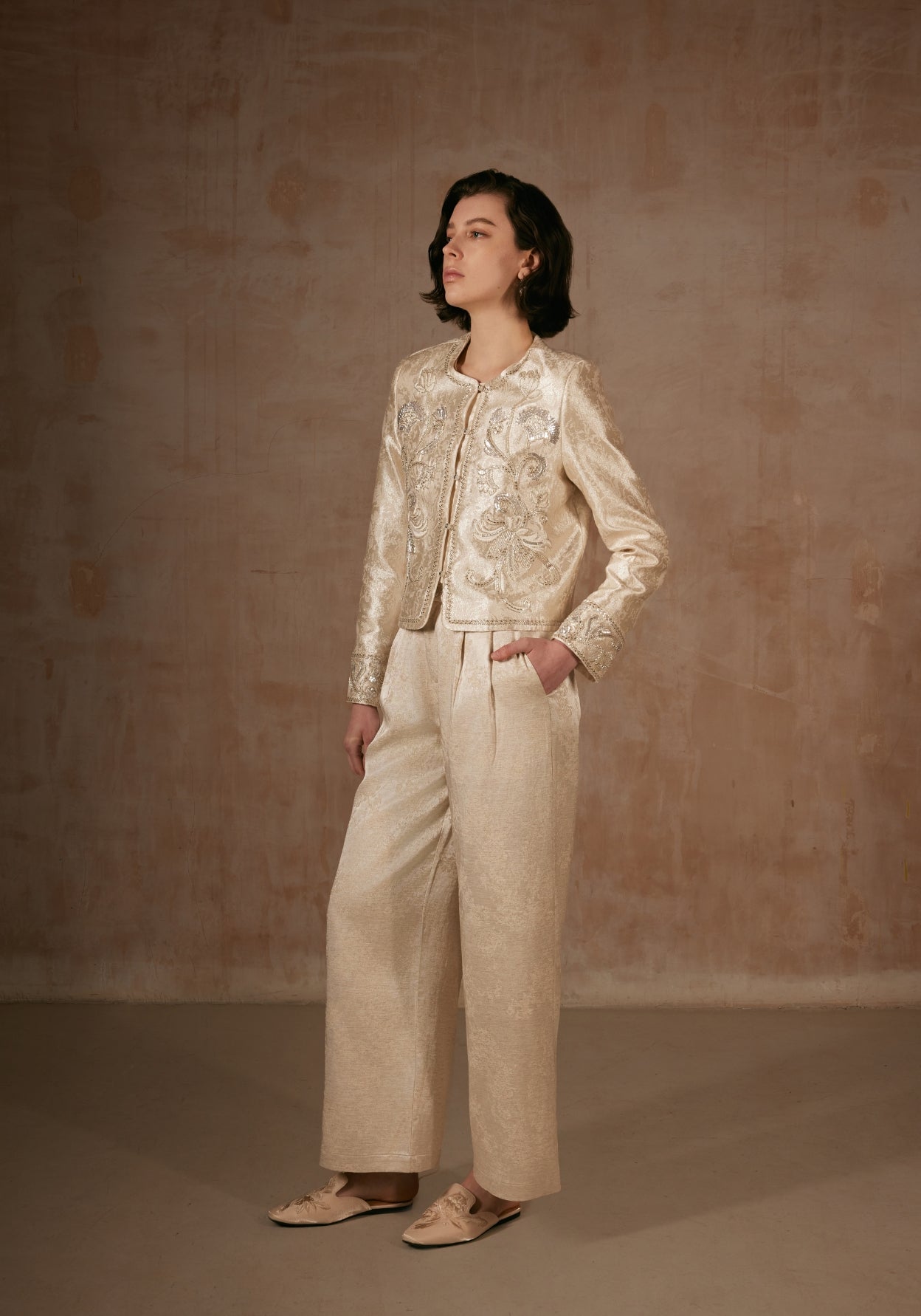 Champagne Beading Trousers