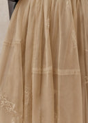 Beige Silk Skirt with Flower Embroidery