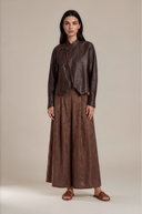 Burgundy Cross-Collar Chinese Knot Cropped Top