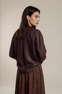 Burgundy Cross-Collar Chinese Knot Cropped Top