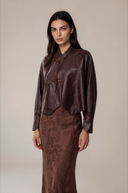 Burgundy Cross-Collar Chinese Knot Cropped Top