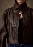 Brown Leather Cropped Jacket
