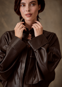 Brown Leather Cropped Jacket