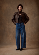 Brown Leather Cropped Jacket